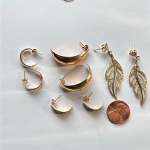 Four (4) pairs of 14k gold earrings